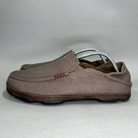 OluKai Men's Size 11.5 Moloa Kapa Brown Canvas Loafers - Picture 4 of 12